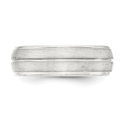 Sterling Silver 7mm Brushed Domed Grooved Fancy Band Size 7.5