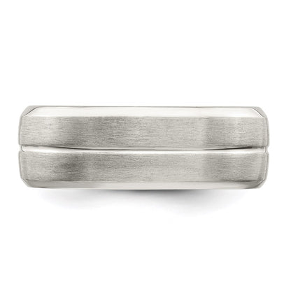Sterling Silver 7mm Brushed Domed Grooved Fancy Band Size 9
