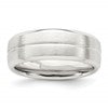 Sterling Silver 7mm Brushed Domed Grooved Fancy Band Size 8