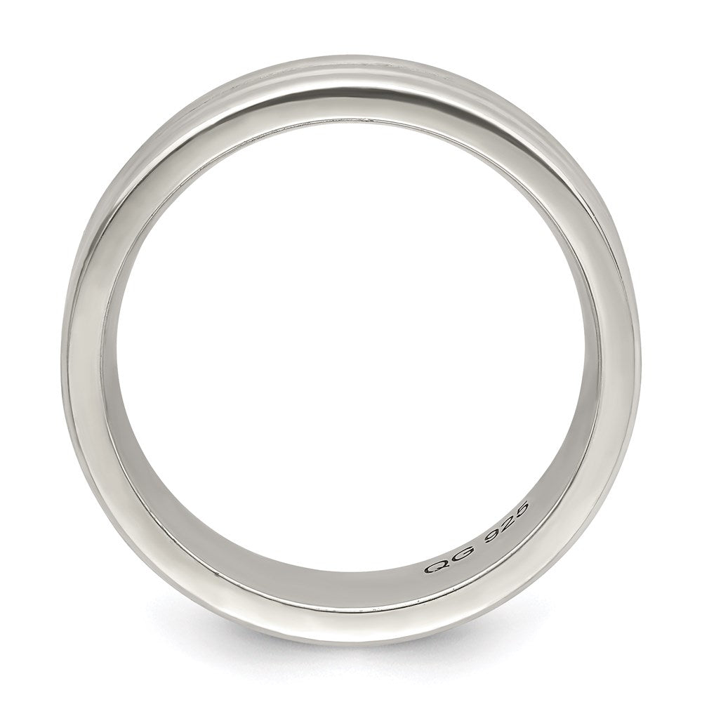 Sterling Silver 6mm Polished Flat Grooved Fancy Band Size 8.5