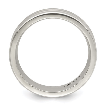 Sterling Silver 6mm Polished Flat Grooved Fancy Band Size 11.5