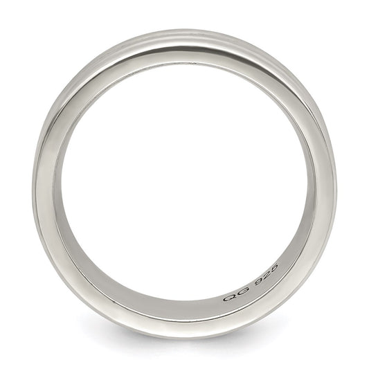 Sterling Silver 6mm Polished Flat Grooved Fancy Band Size 12.5