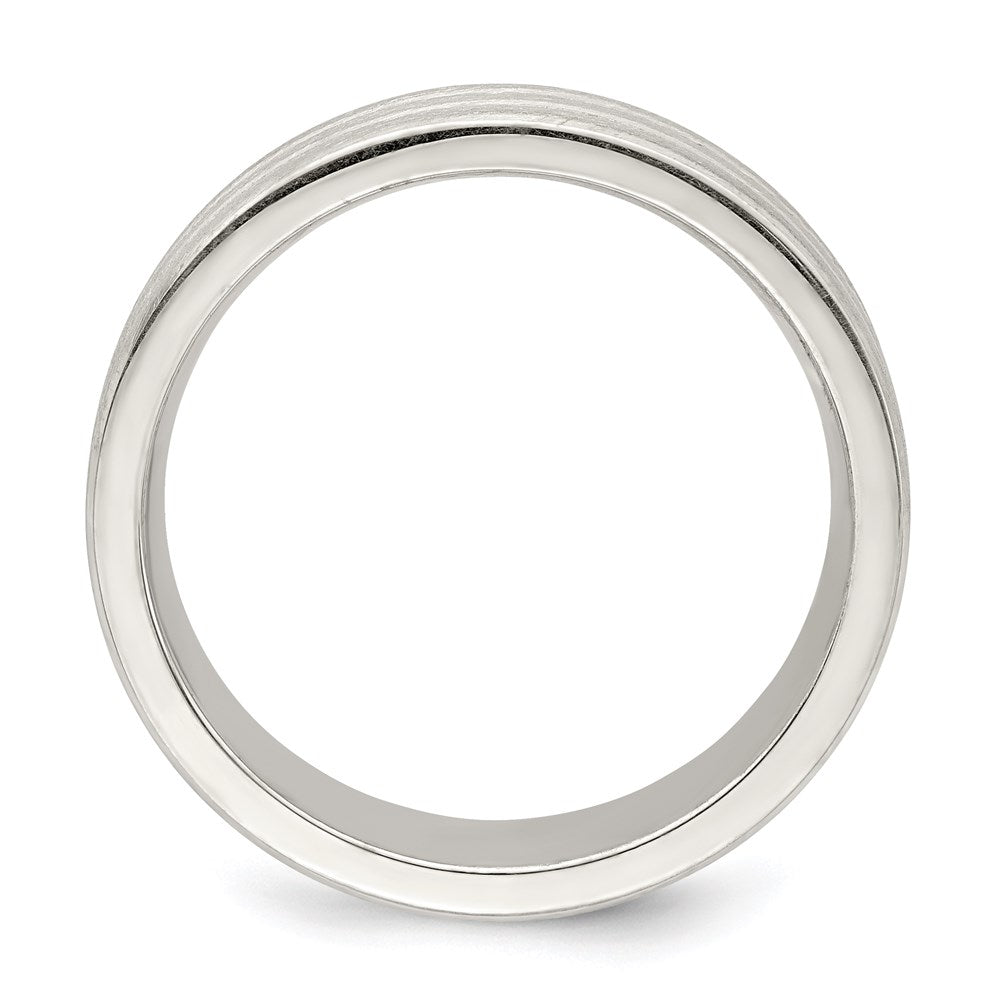 Sterling Silver 6mm Brushed Flat Grooved Fancy Band Size 11.5