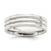 Sterling Silver 6mm Polished Flat Grooved Fancy Band Size 13