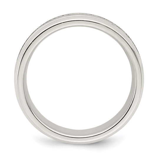 Sterling Silver 6mm Polished Flat Grooved Beveled Edge Fancy Band Size 11.5