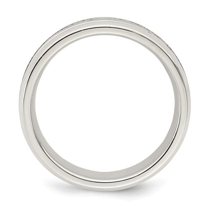 Sterling Silver 6mm Polished Flat Grooved Beveled Edge Fancy Band Size 9.5