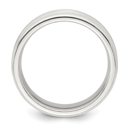 Sterling Silver 6mm Brushed Flat Grooved Beveled Edge Fancy Band Size 9