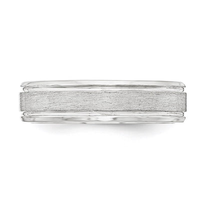 Sterling Silver 6mm Brushed Flat Grooved Beveled Edge Fancy Band Size 9