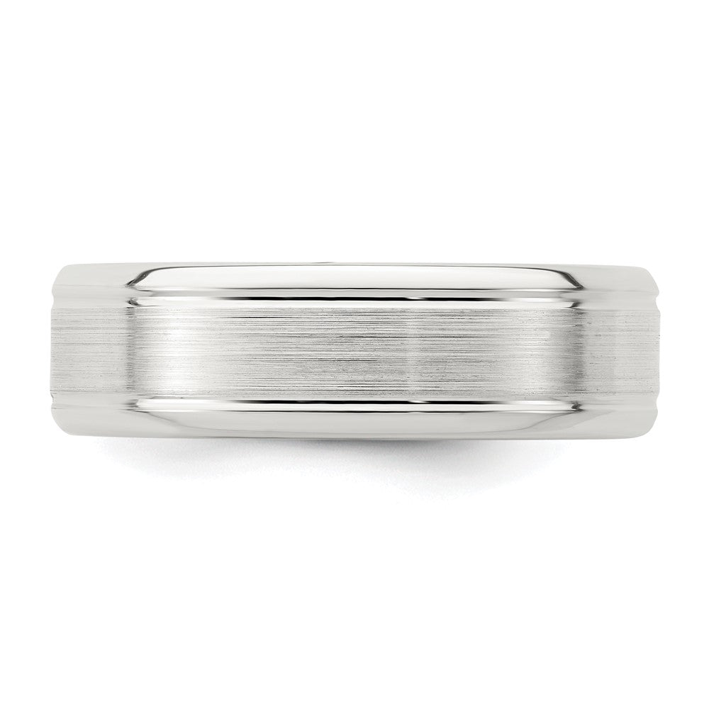 Sterling Silver 6mm Brushed Flat Grooved Beveled Edge Fancy Band Size 12