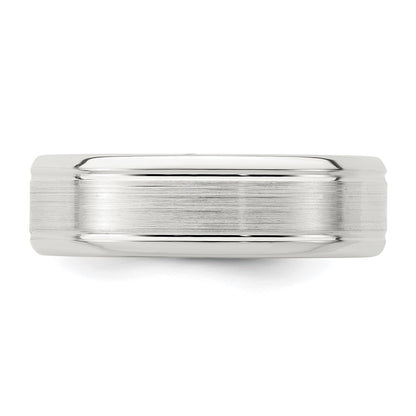 Sterling Silver 6mm Brushed Flat Grooved Beveled Edge Fancy Band Size 11.5