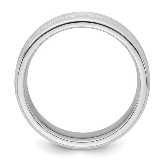Sterling Silver Rhodium-plated 6mm Brushed Grooved Band Size 13