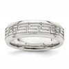 Sterling Silver 6mm Polished Flat Greek Key Design Beveled Edge Fancy Band Size 10