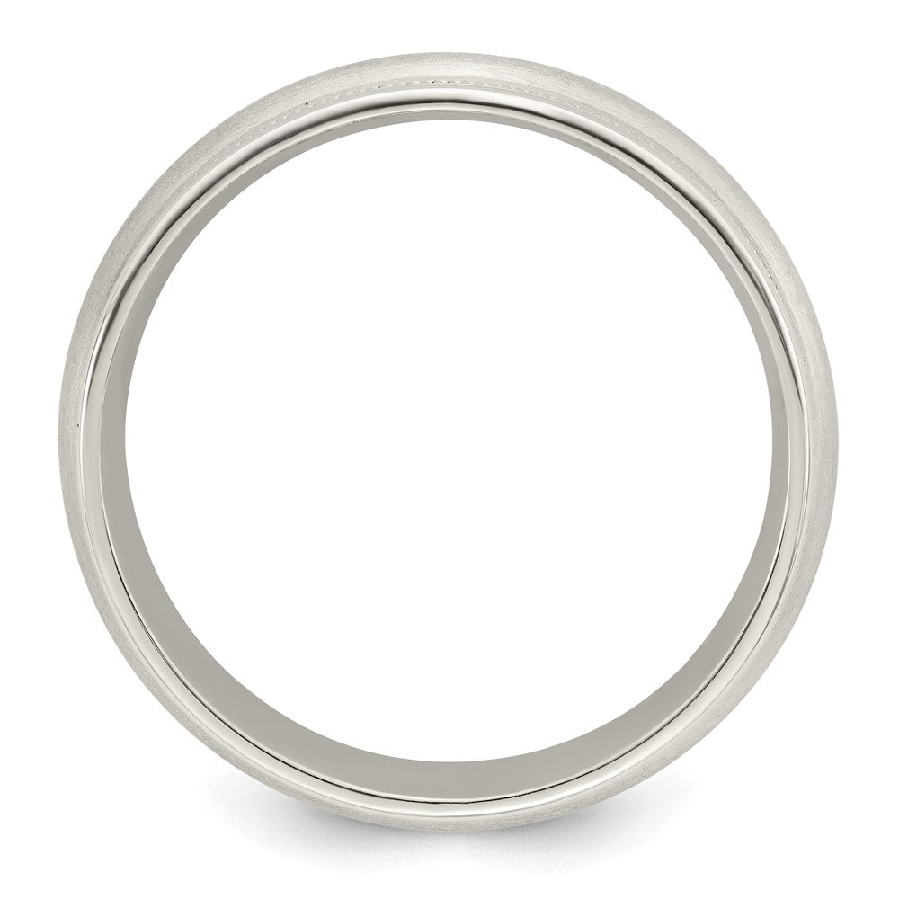 Sterling Silver 7mm Brushed Domed Double Milgrain Fancy Band Size 12.5