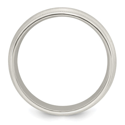 Sterling Silver 7mm Brushed Domed Double Milgrain Fancy Band Size 12.5