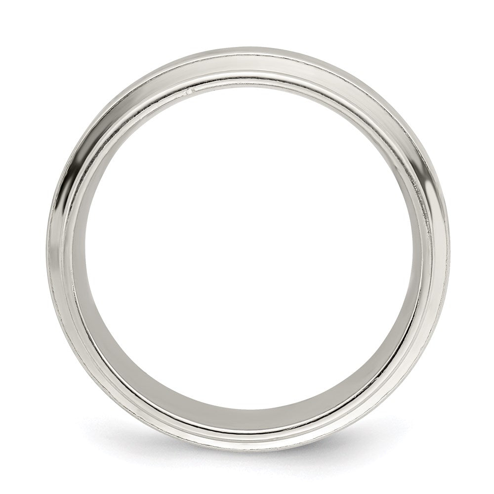Sterling Silver 7mm Polished Flat Grooved Edge Fancy Band Size 9.5
