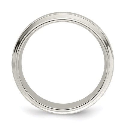 Sterling Silver 7mm Polished Flat Grooved Edge Fancy Band Size 9.5