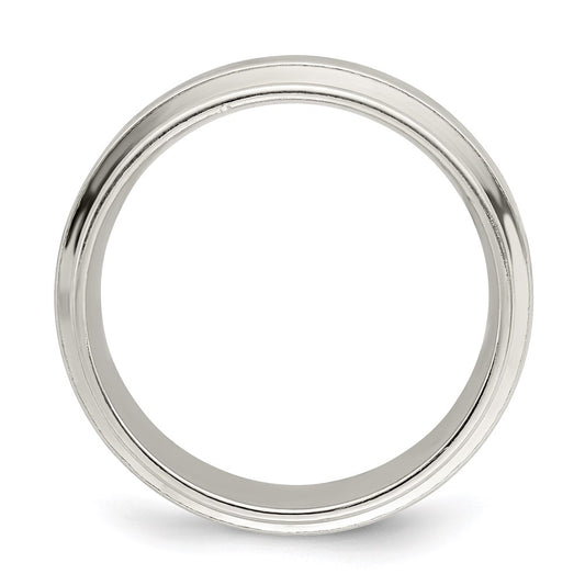 Sterling Silver 7mm Polished Flat Grooved Edge Fancy Band Size 9.5