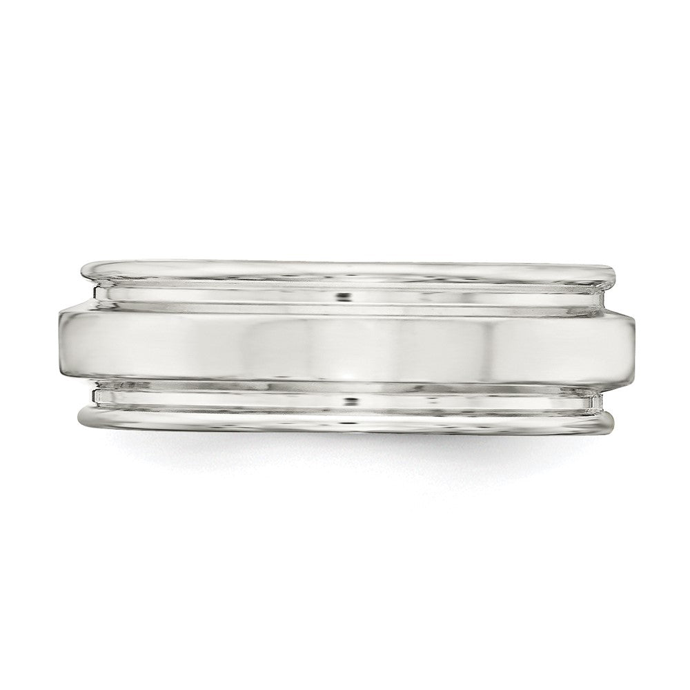 Sterling Silver 7mm Polished Flat Grooved Edge Fancy Band Size 9.5