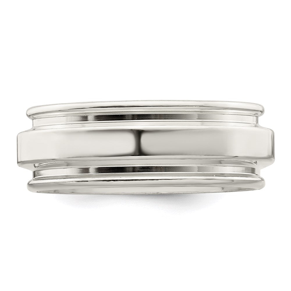 Sterling Silver 7mm Polished Flat Grooved Edge Fancy Band Size 9.5