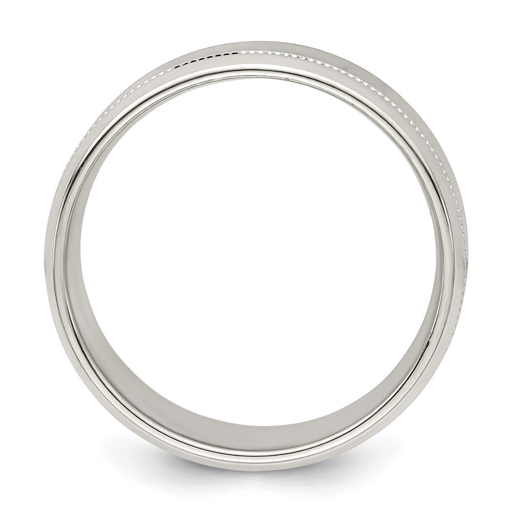 Sterling Silver 6mm Polished Flat Milgrain Beveled Edge Fancy Band Size 11