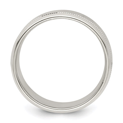 Sterling Silver 6mm Polished Flat Milgrain Beveled Edge Fancy Band Size 11