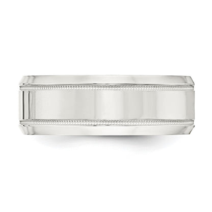 Sterling Silver 6mm Polished Flat Milgrain Beveled Edge Fancy Band Size 11