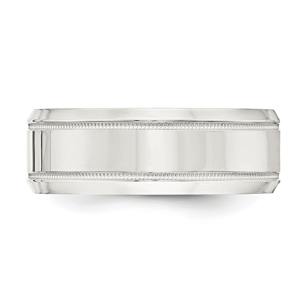 Sterling Silver 6mm Polished Flat Milgrain Beveled Edge Fancy Band Size 12.5