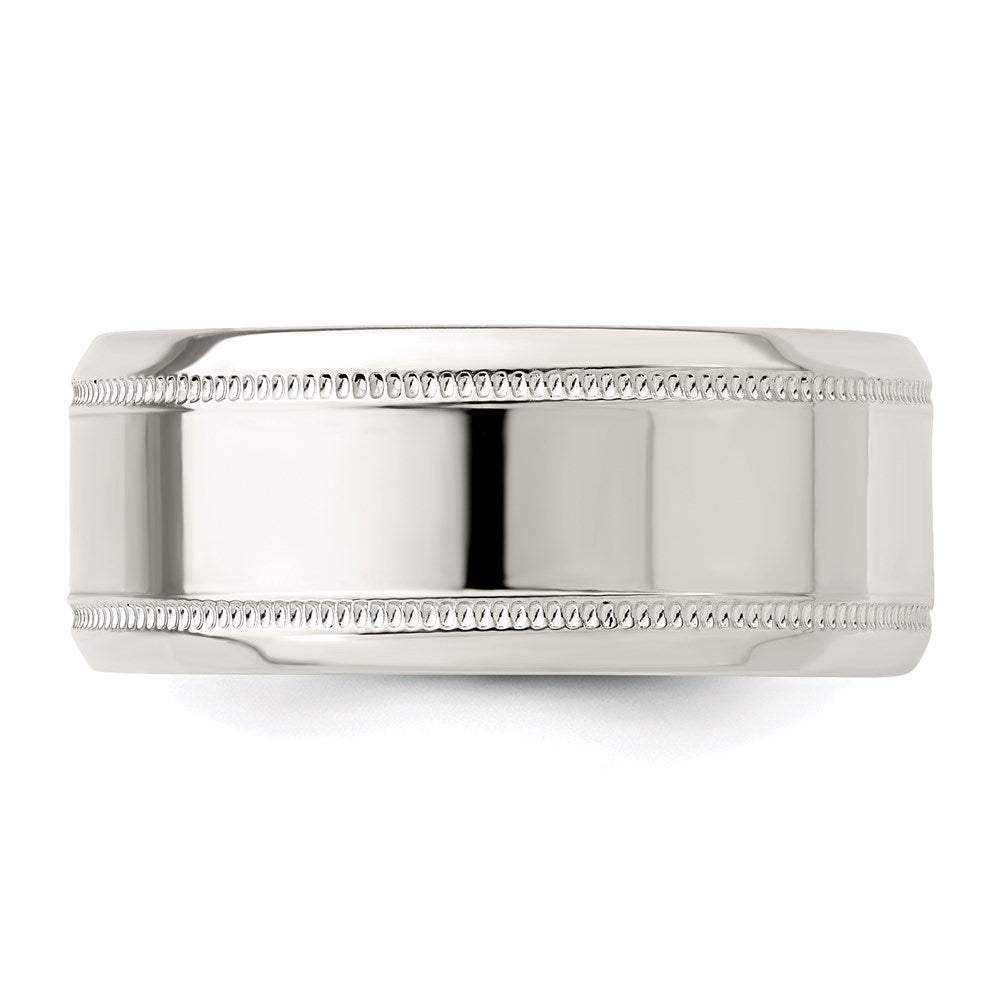 Sterling Silver 6mm Polished Flat Milgrain Beveled Edge Fancy Band Size 9
