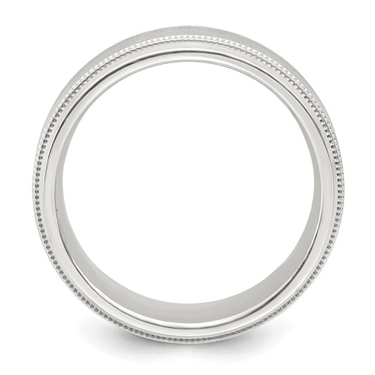 Sterling Silver 6mm Brushed Flat Milgrain Beveled Edge Fancy Band Size 7.5