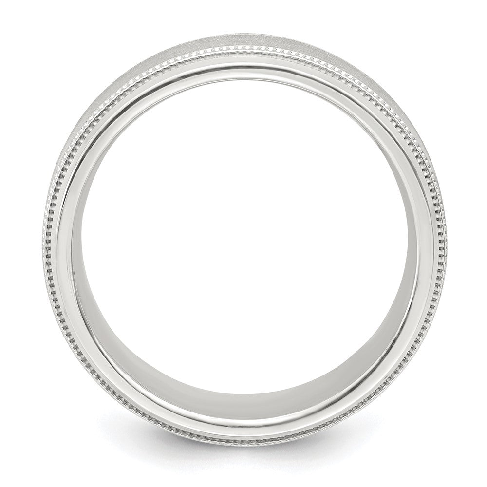 Sterling Silver 6mm Brushed Flat Milgrain Beveled Edge Fancy Band Size 9.5