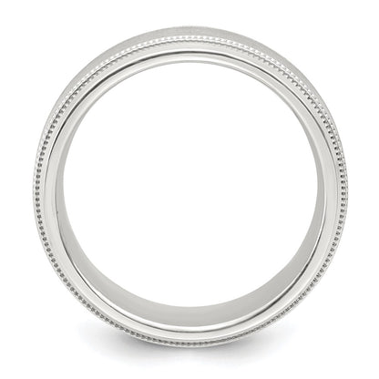 Sterling Silver 6mm Brushed Flat Milgrain Beveled Edge Fancy Band Size 9.5