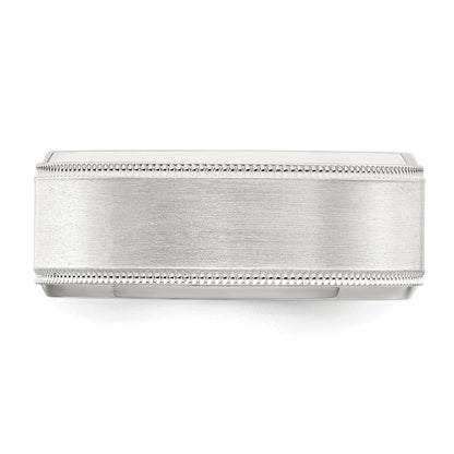Sterling Silver 6mm Brushed Flat Milgrain Beveled Edge Fancy Band Size 12