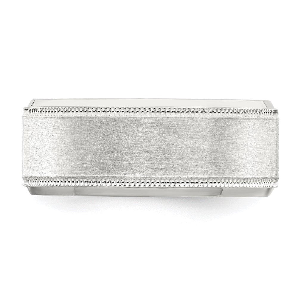 Sterling Silver 6mm Brushed Flat Milgrain Beveled Edge Fancy Band Size 8