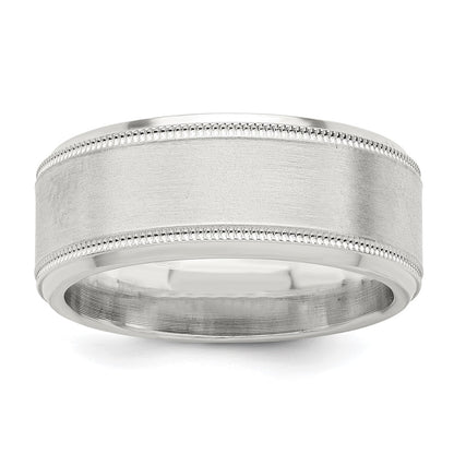 Sterling Silver 6mm Brushed Flat Milgrain Beveled Edge Fancy Band Size 11.5