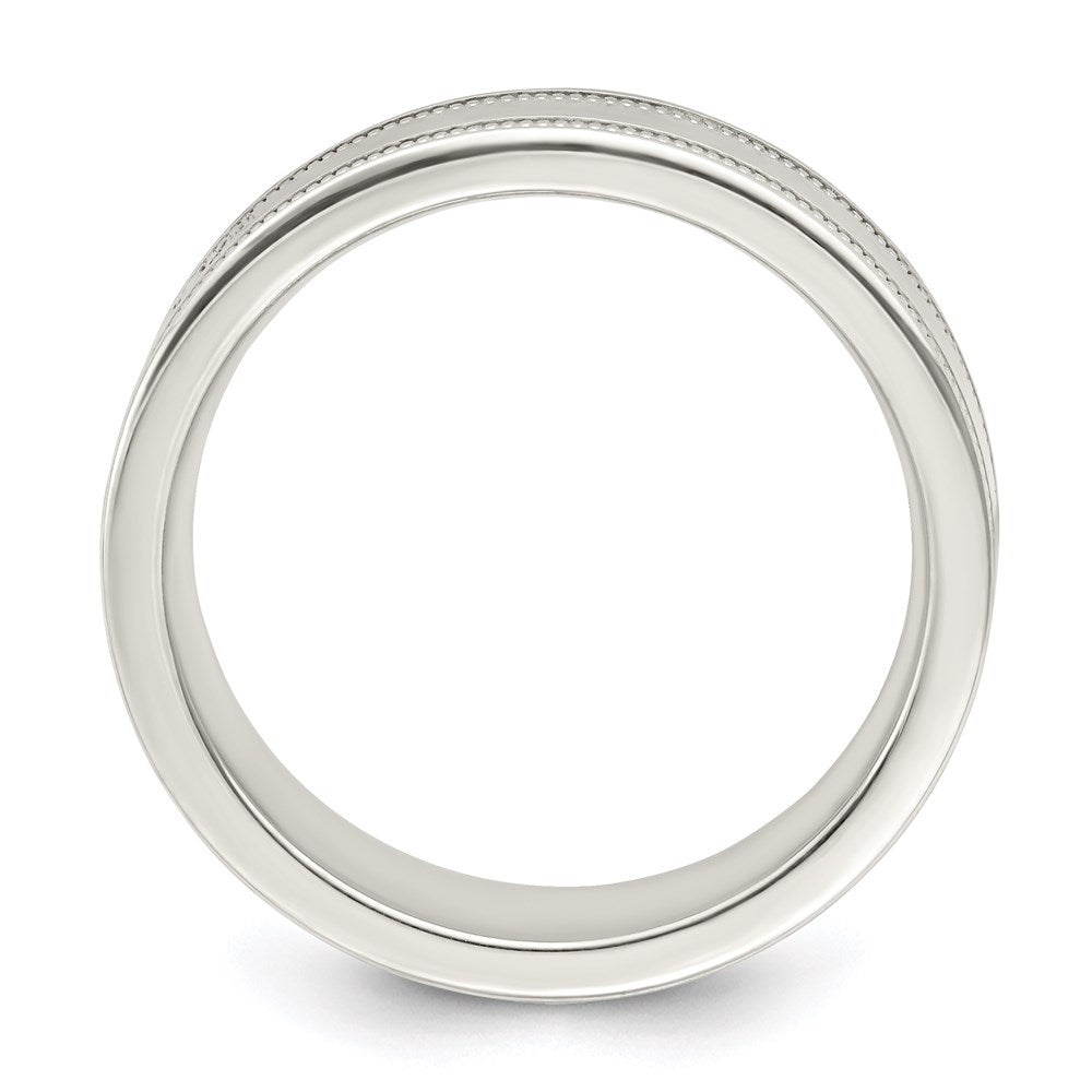Sterling Silver 6mm Polished Flat Milgrain Grooved Edge Fancy Band Size 11
