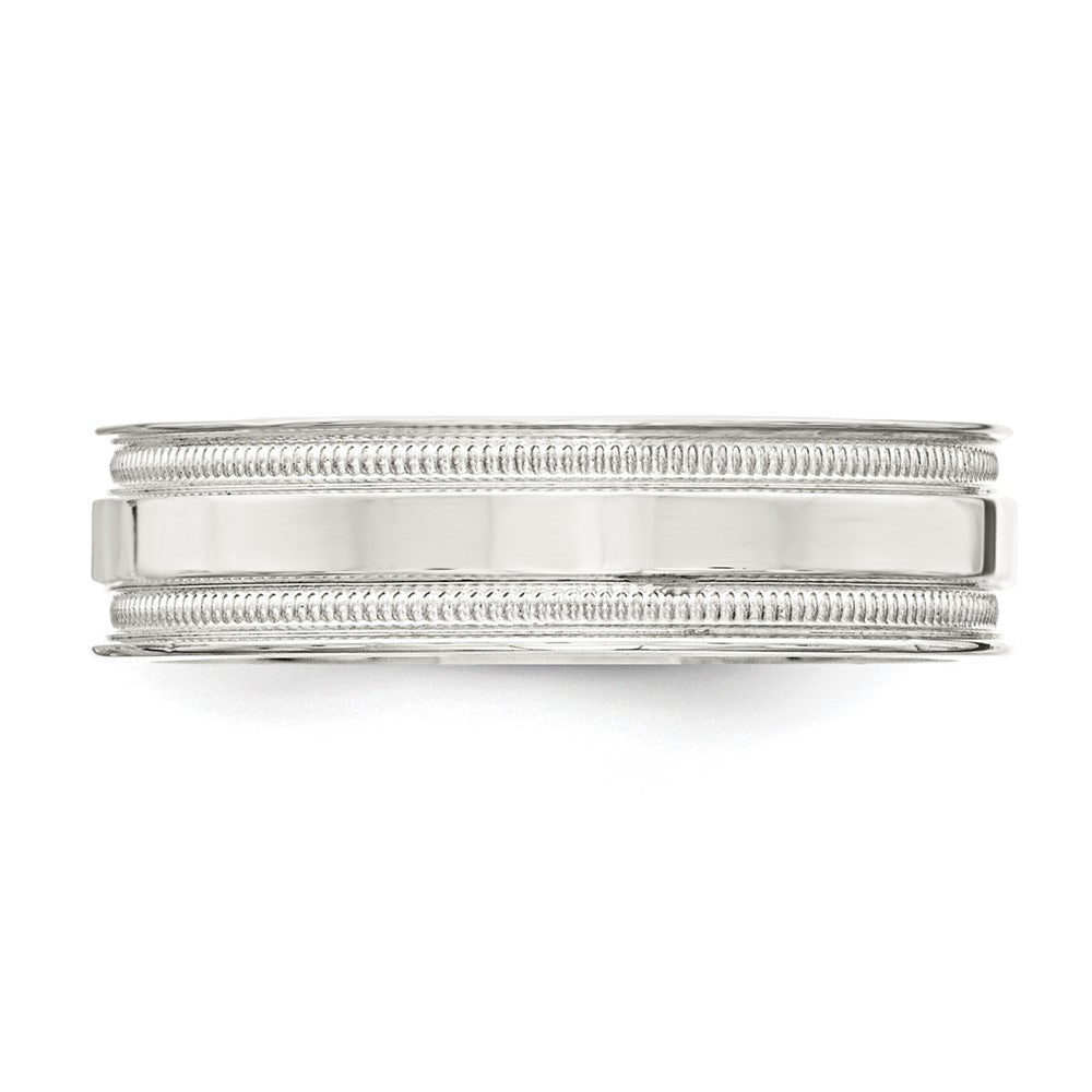 Sterling Silver 6mm Polished Flat Milgrain Grooved Edge Fancy Band Size 11