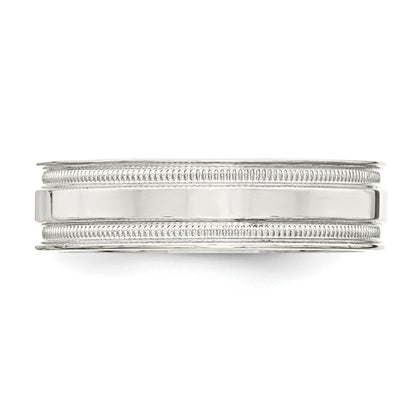 Sterling Silver 6mm Polished Flat Milgrain Grooved Edge Fancy Band Size 11