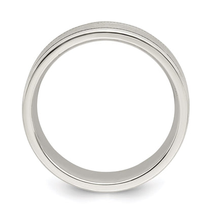 Sterling Silver 6mm Brushed Flat Milgrain Grooved Edge Fancy Band Size 8.5