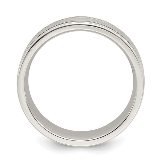 Sterling Silver 6mm Brushed Flat Milgrain Grooved Edge Fancy Band Size 7.5