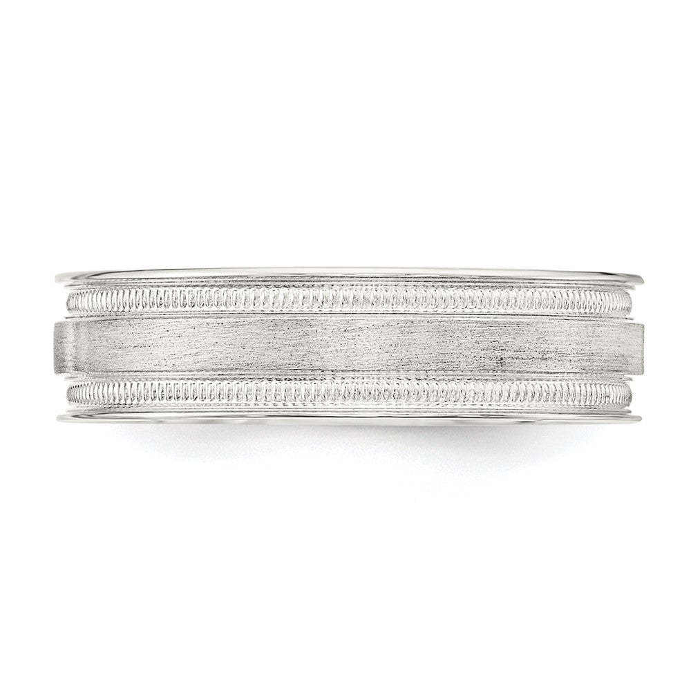 Sterling Silver 6mm Brushed Flat Milgrain Grooved Edge Fancy Band Size 11.5
