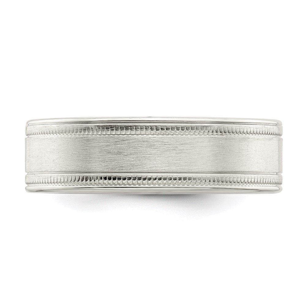 Sterling Silver 6mm Brushed Flat Milgrain Grooved Edge Fancy Band Size 8.5