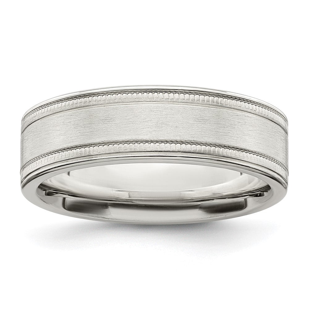 Sterling Silver 6mm Brushed Flat Milgrain Grooved Edge Fancy Band Size 11.5