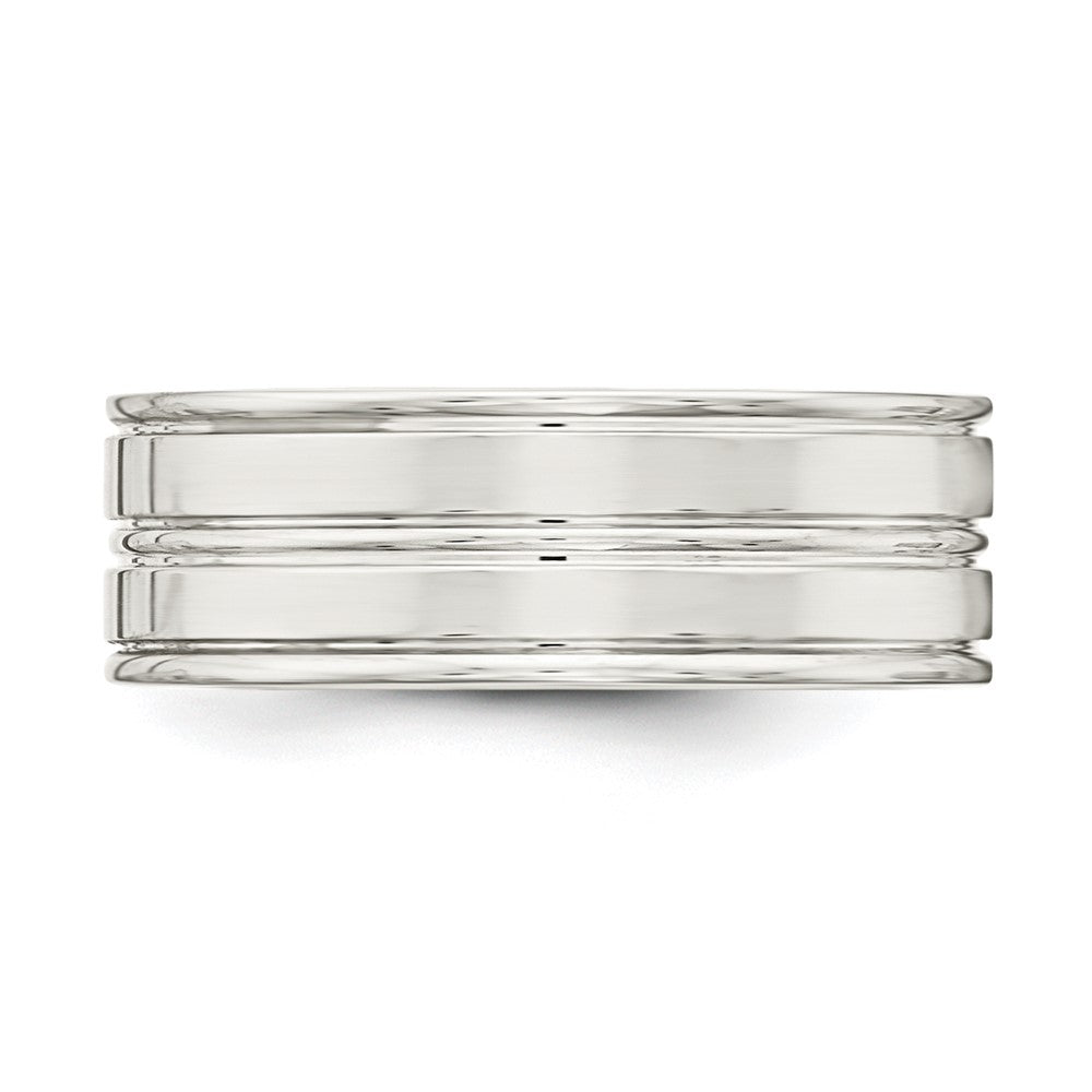 Sterling Silver 8mm Polished Flat Grooved Fancy Band Size 8