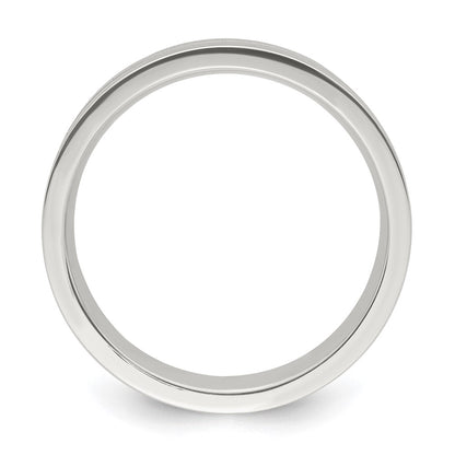 Sterling Silver 6mm Polished Flat Grooved Center Fancy Band Size 11.5