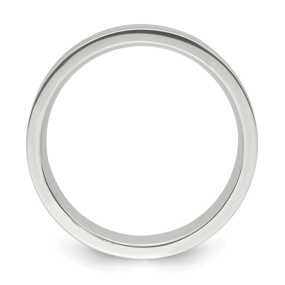 Sterling Silver 6mm Polished Flat Grooved Center Fancy Band Size 7.5