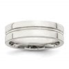 Sterling Silver 6mm Polished Flat Grooved Center Fancy Band Size 12