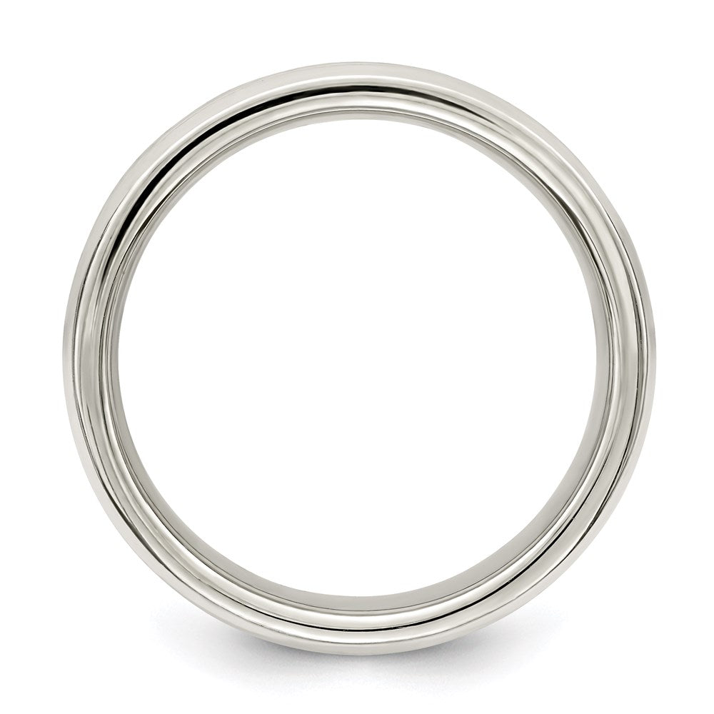 Sterling Silver 6mm Polished Flat Grooved Fancy Band Size 7.5