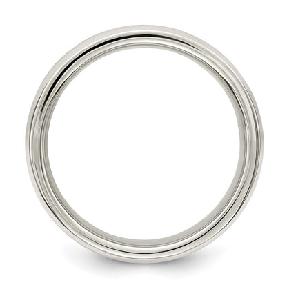 Sterling Silver 6mm Polished Flat Grooved Fancy Band Size 9.5