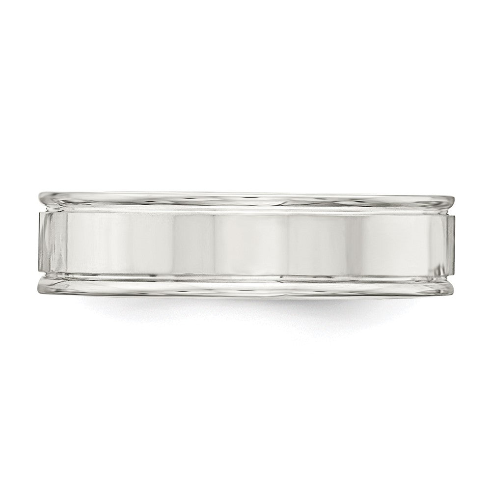 Sterling Silver 6mm Polished Flat Grooved Fancy Band Size 7.5