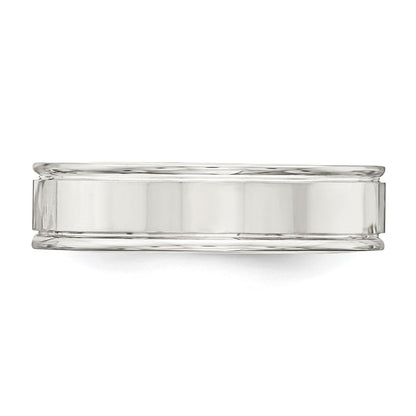 Sterling Silver 6mm Polished Flat Grooved Fancy Band Size 13